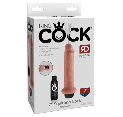 King Cock - Realistyczne Naturalne Dildo Z Wytryskiem 15 CM Jasny Kolor Skóry